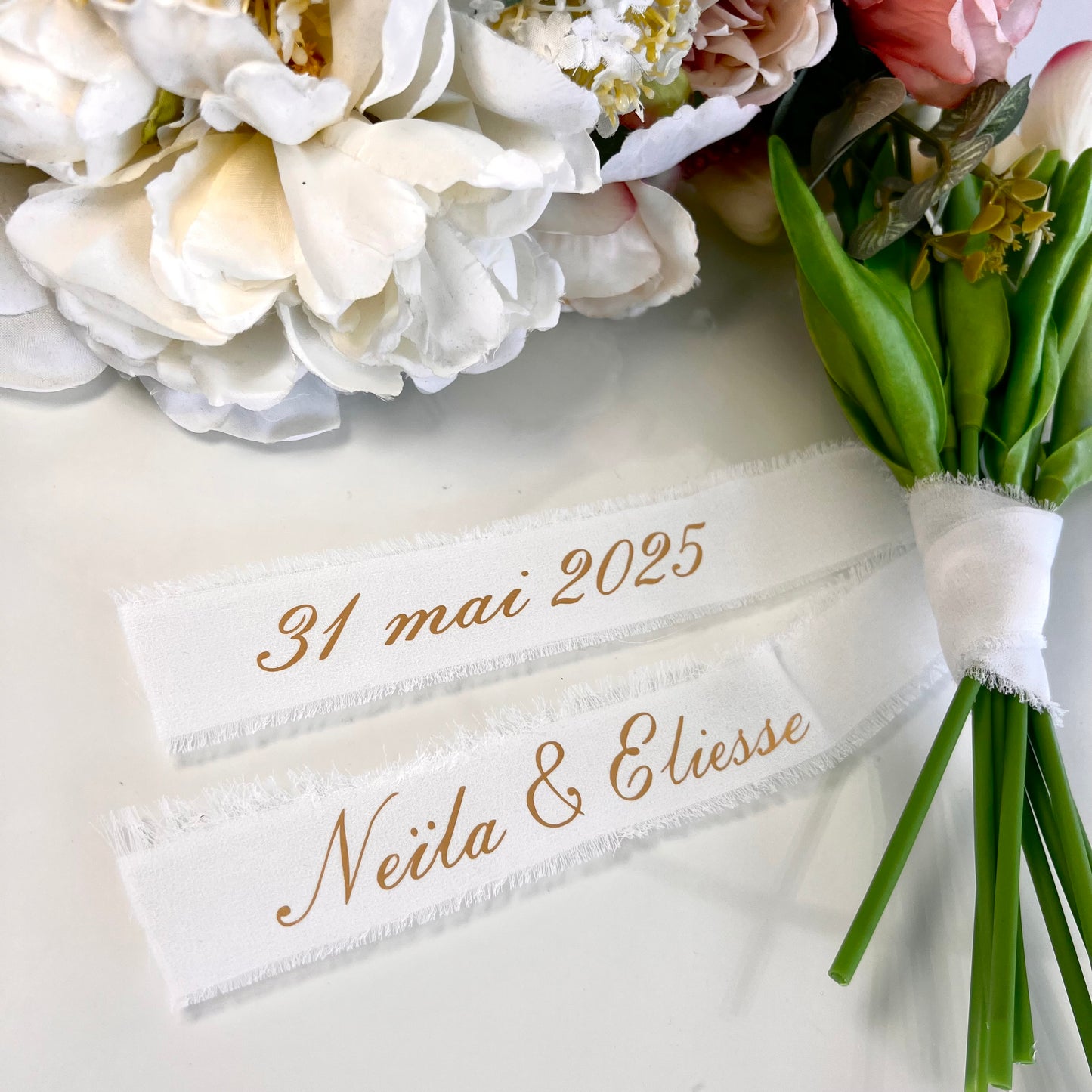 Ruban Bouquet Mariage Personnalisé