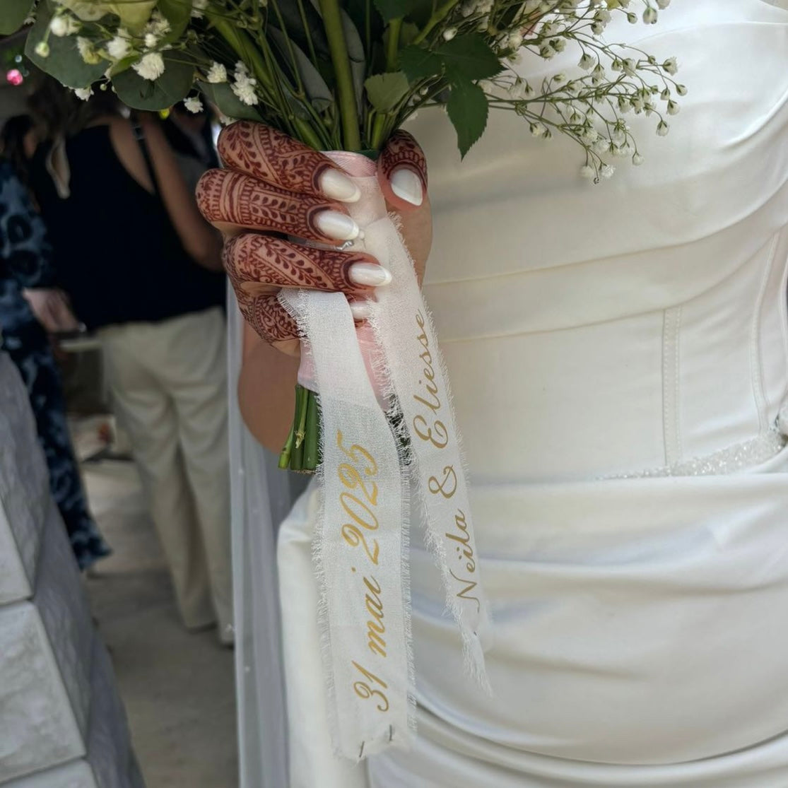 Ruban Bouquet Mariage Personnalisé